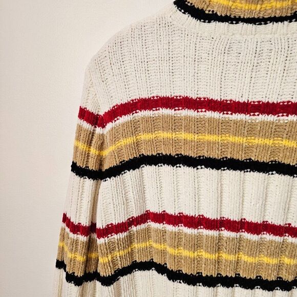EUC VINTAGE STYLE NO BOUNDARIES MOCK NECK STRIPED CHENILLE SOFT SWEATER TOP L JR - Picture 13 of 16